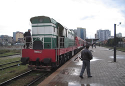 De trein op het station van Tirana