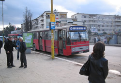 Oude Utrechtse standbussen in Tirana